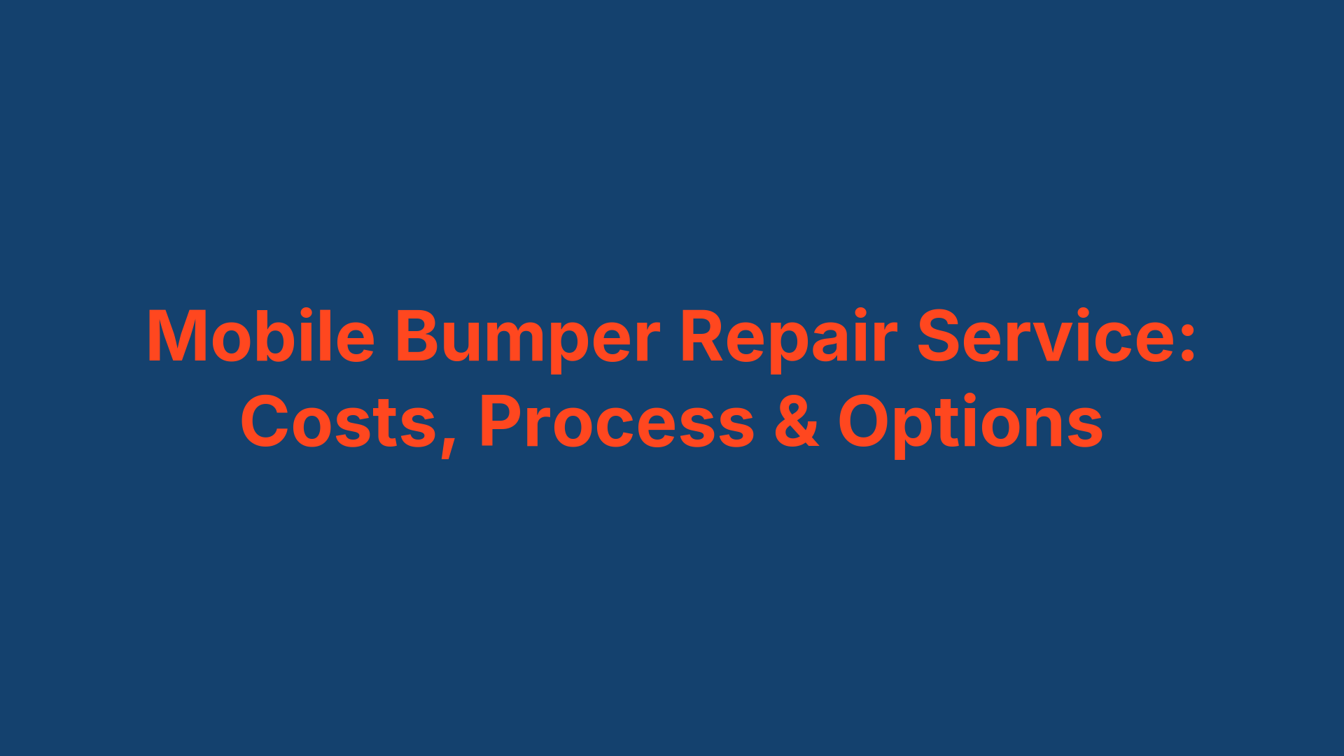 Mobile Bumper Repair Service: Costs, Process & Options