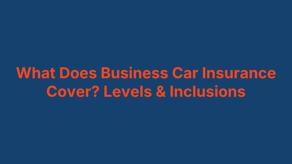 What Does Business Car Insurance Cover? Levels & Inclusions